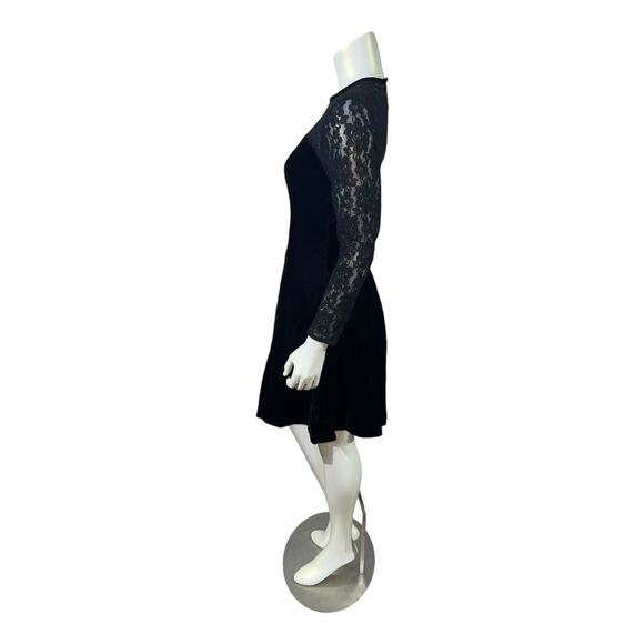 JUMP Apparel Co. Black Velvet Lace Fit & Flare Dress Size 9/10 Sweetheart Bodice - Picture 4 of 15